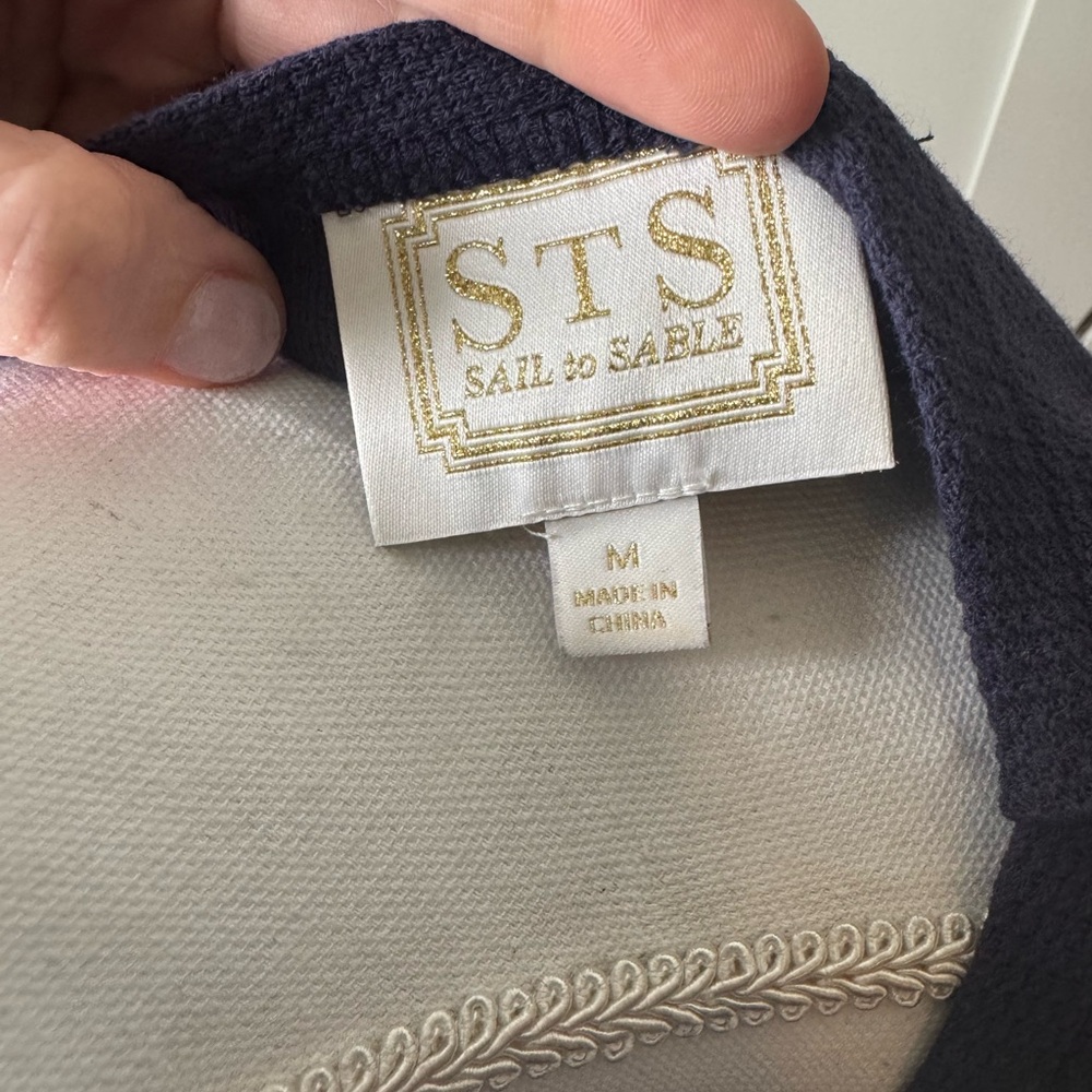 Sail to sable Navy pique fabric with Pink Lace Trim Women's Top - Picture 6 of 6
